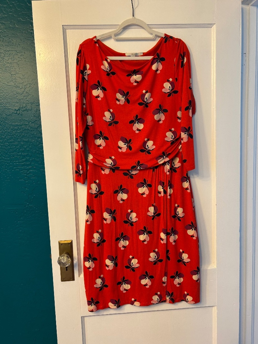 Boden Red Floral Stretch Dress